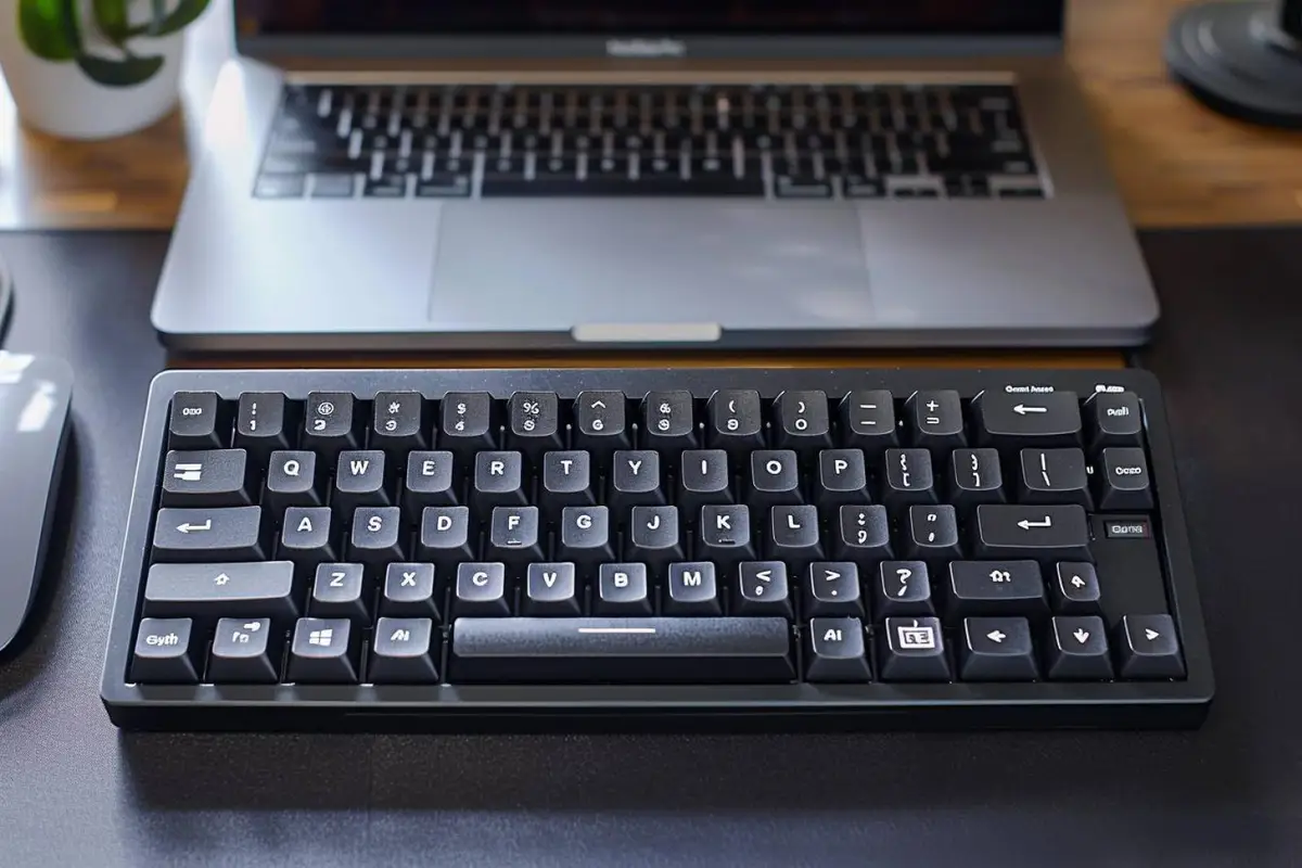 Ordinateur portable à clavier QWERTY réglé sur une disposition française AZERTY dans les paramètres système