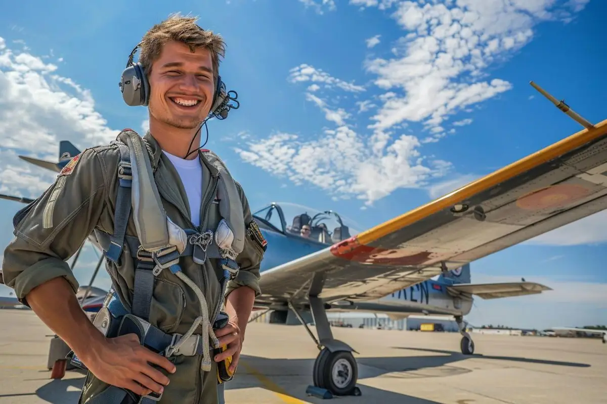 Élève pilote préparant un vol avec un instructeur devant un avion léger sur un aérodrome français