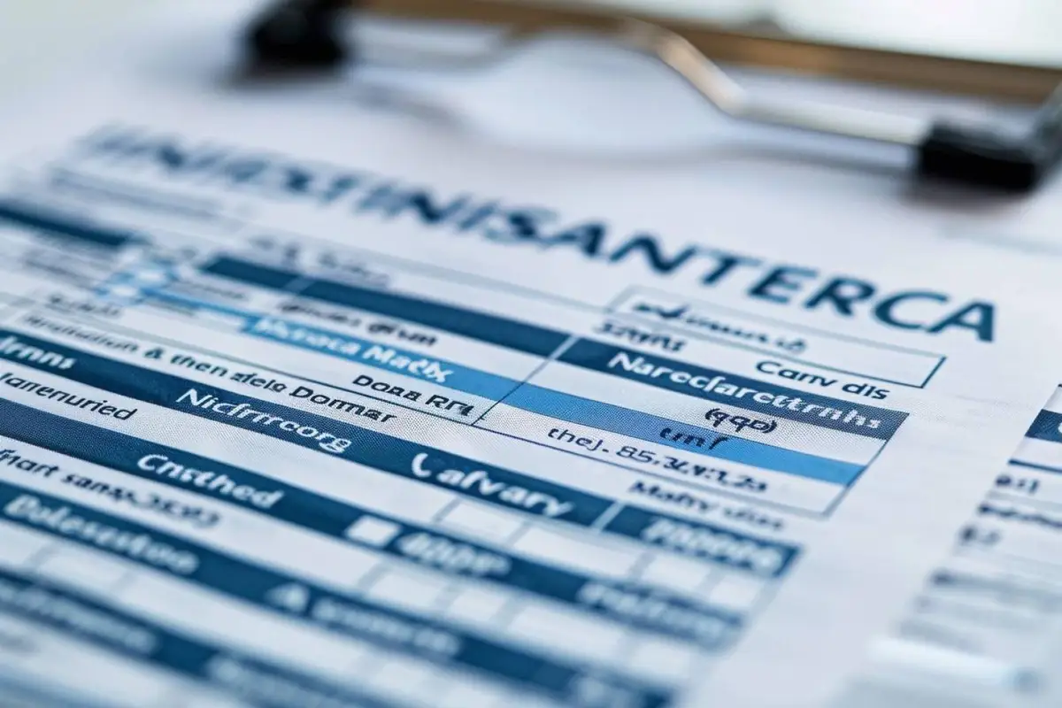 Conducteur vérifiant le mémo d’assurance de sa voiture avec ses documents et ses clés sur une table
