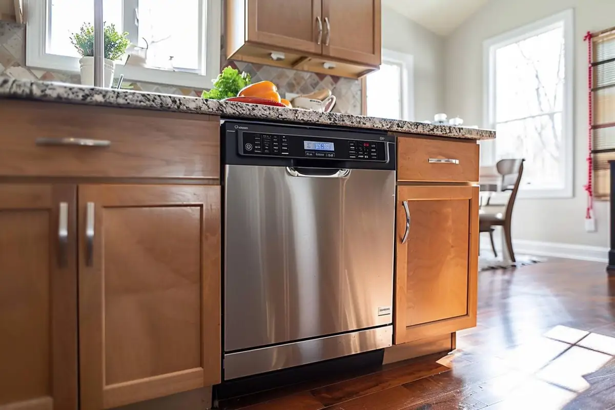 Mesure de la niche sous plan avant l’installation d’un lave-vaisselle encastrable dans une cuisine