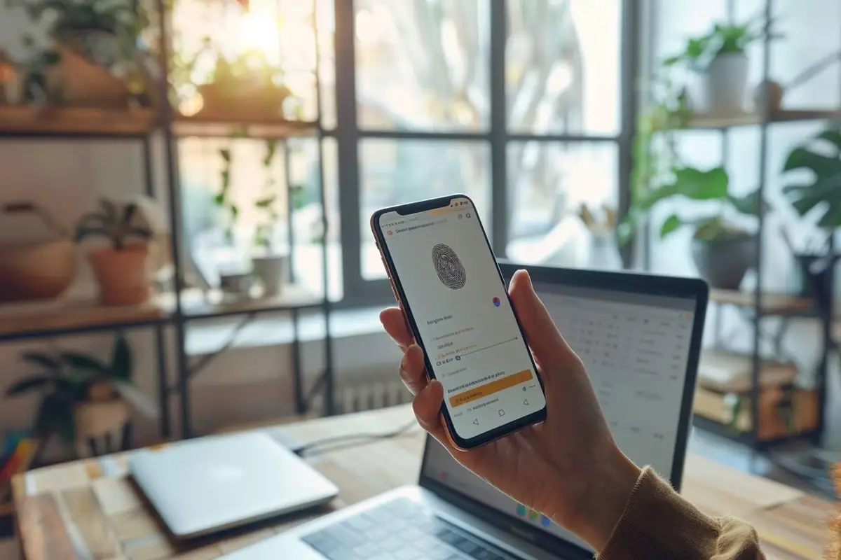 Ordinateur et carnet sur un bureau rangé pour organiser une boîte de réception Gmail en sécurité