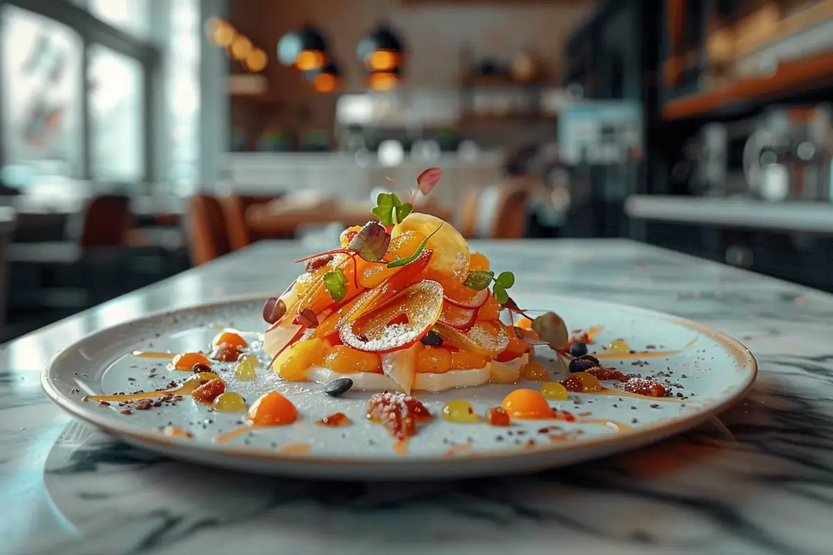 Trois desserts maison sans sucre ajouté : crème cacao-banane, poires rôties et granité citron sur un plan de travail clair
