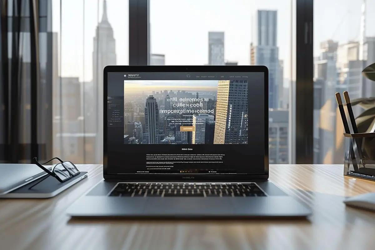 Ordinateur portable et smartphone affichant une même mise en page web responsive sur un bureau lumineux