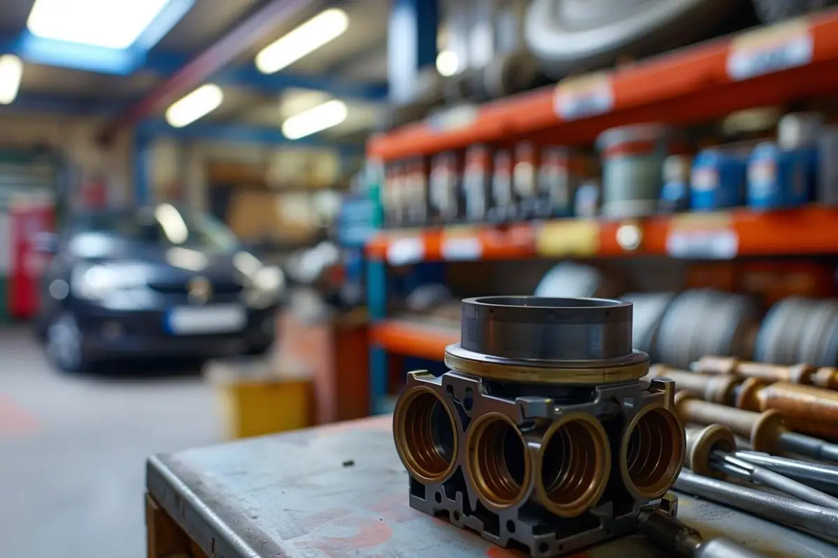 Culasse déposée et joint neuf sur l’établi lors de la réparation d’une Peugeot 106 en garage